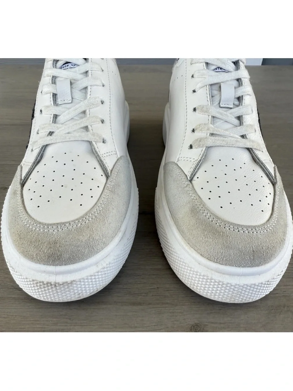 VINTAGE HAVANA Women’s Platform Sneakers White/Black Glitter Star Sz 8